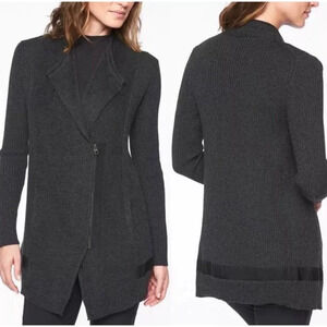 Athleta Sweater Small Gray Sentinel Wrap Jacket Full-Zip Wool Blend Marled